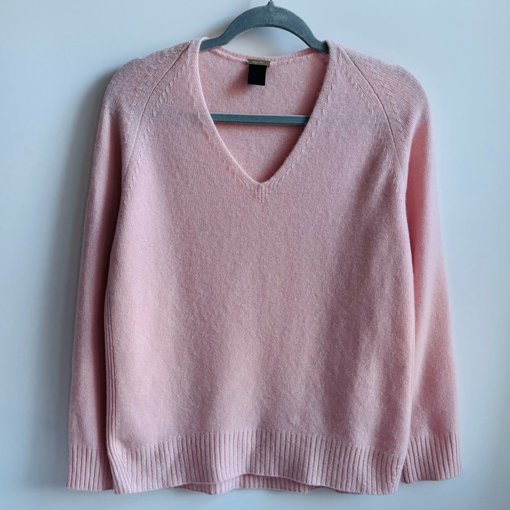 Magaschoni Cashmere Light Pink V-Neck Sweater Size Small